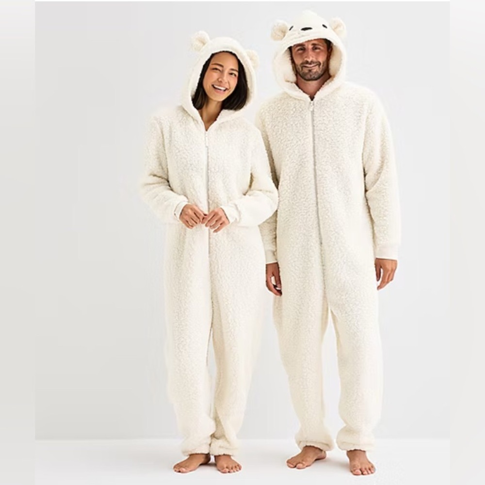 North Pole Trading Co. Size XXL Polar Bear Unisex Adult Sherpa Hooded One Piece